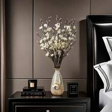 10枝仿真梅花枝 21.25英寸 塑料仿真花 适用于家居酒店办公室婚礼派对花园装饰节日和季节性活动花艺装饰 - 彩色 - 查看 7