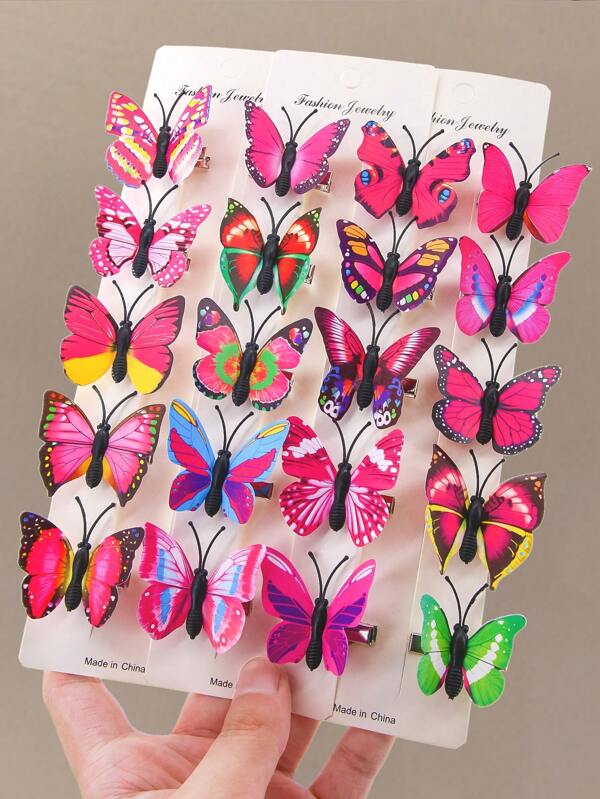 10 pièces Pinces à cheveux multicolores en forme de papillon, pinces mignonnes pour frange latérale de princesse, pinces à cheveux en forme de papillon, utilisation quotidienne pour les filles, pinces à griffes, pinces à cheveux, barrettes à cheveux, pinces à cheveux en alligator