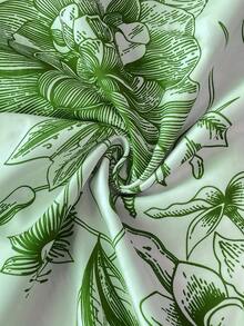 Váy sơ mi cài nút có túi dành cho nữ, họa tiết hoa, dáng chữ H thanh lịch, thoải mái, phù hợp mặc hàng ngày, ngoài trời và đi nghỉ - màu xanh lá - Xem 4