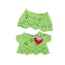 Cute Floral & Strawberry Knit Sweater Set With Hat (Excluding Plush Doll, Clothes Only) - Multicolor - View 13