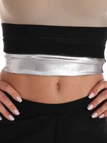 随机款式汗腰训练紧身胸衣，瑜伽、健身、桑拿健身腰带 - 黑色 - 查看 6