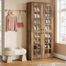 Tribesigns 68.9-Inch Tall Shoe Cabinet With Doors, 8-Tier Shoe Storage Cabinet With Adjustable Shelves, Modern Shoe Organizer Shoe Rack Cabinet For Entryway, Hallway, Closet, Living Room, Rustic Brown - 質樸棕色 - 查看 2