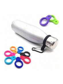 1 pieza Gancho y bucle de aluminio resistente con hebilla de goma, utilizado para asegurar botellas de agua - Perfecto para acampar y hacer senderismo, con 11 colores para elegir, el mejor regalo para entusiastas de los viajes, equipo de montañismo para colgar botellas de agua, hebilla de silicona para botellas de agua mineral, hebilla de silicona para botellas de agua de escalada (se enviarán aleatoriamente los colores de los ganchos)