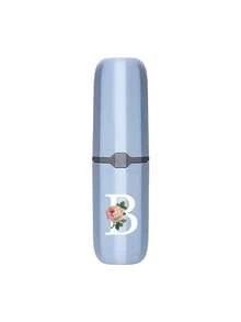 1pc Printed Rose Letter A-Z Blue Portable Toothbrush Holder, Keep Your Toothbrush Clean And Anytime, Anywhere! Travel Toothbrush Storage Box, Portable Toothbrush Cup Sleeve, Multi-Functional Toothbrush Cup, Travel Wash Cup, Toothbrush And Toiletries Storage Set, Suitable For Travel, Camping, Business Trip, School, Dorm Storage, Student Gift, Family Gift. - Blue - View 32