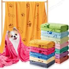 50x100cm/19,68x39,37 Zoll Superweiches Mikrofaser Hundeputztuch, Schnelltrocknend Haustier Badetuch geeignet für kleine, mittlere, große Welpen & Kätzchen - leuchtende Farben, Pfoten-, Knochen-Design