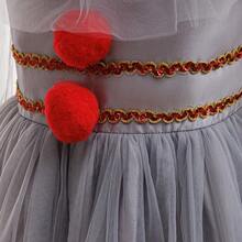 万圣节狂欢节女孩小丑服装，包括裙子和手套 - 灰色 - 查看 6