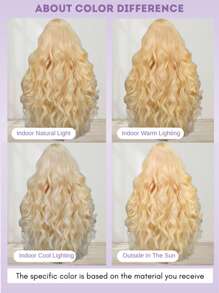 #613 金色波浪假发 蕾丝前假发 13x4 高清透明蕾丝前假发 200% 密度假发 无胶混合真人发假发 预拔婴儿发 混合发假发 巴西发前假发 适合初学者 每日尺寸 - S613 - 查看 8