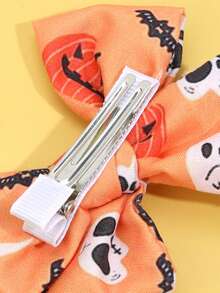 4pcs Fabric Halloween Bow Hair Clips,Orange And Black Pumpkins Ghosts Bats Hair Bows,Fashion Hair Accessories For Young Girls Teens Halloween Gifts Party - Multicolor - View 5