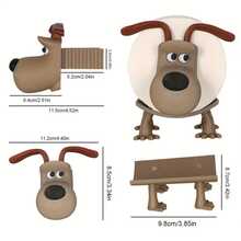 1 pieza de lindo soporte para pañuelos en forma de perro - Plástico beige, diseño independiente en el tanque para acceso - Caqui - Ver 5