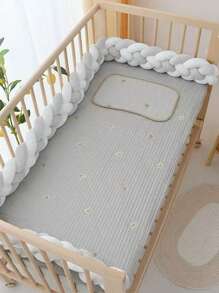 1 件编织婴儿床围垫儿童房装饰，新生儿床护栏，柔软婴儿床衬垫