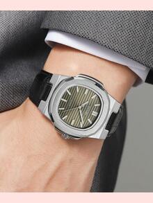 SKMEI 2512 Luxury Quality Leather Strap Watch Business Male Clock Square Quartz Men Waterproof Wrist Watch