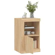 Larryhot Mueble auxiliar con luces  roble sonoma, bonito y práctico, ideal para almacenaje y decoración del hogar - Marrón - Ver 5