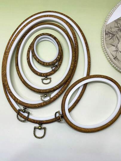 Cerceaux de broderie vintage ovales, convenant pour les projets de point de croix et de travaux d'aiguille, avec anneaux métalliques, brun café, kit d'outils d'artisanat de broderie DIY, applicable pour les arts de point de croix, tailles : 6*7,5 cm, 8*10 cm, 12*15 cm, 15*19 cm, 18*25 cm, 22*29 cm