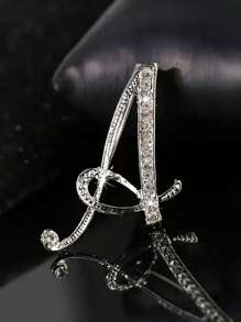 1 件 A-Z 字母水钻胸针 - 欧式风格，合金材质，镶嵌闪亮宝石，时尚别针，适合西装、衬衫、夹克、连衣裙、西装外套和毛衣，适合日常通勤、商务会议、约会和活动办公室配饰珠宝圣诞节万圣节衣服别针有趣可爱的教师礼物 - 銀色 - 查看 6