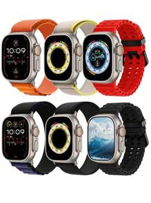 6 Pack Sport Bands - Compatible With Apple Watch Ultra 2/Ultra Bands 49mm 45mm 44mm 42mm 46MM Men Women,Breathable Trail Loop+ Loop+Ocean Bands Compatible With IWatch Ultra 2/Ultra Series 11 10 46mm SE 9/8/7/6/5/4/3/2/1 - (Series 1/2/3-42)/44/45/46/49mm - View 16