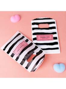 45 piezas Bolsas de regalo de plástico mini para empaquetado de joyería, bolsas de compras con asa, a rayas negras, para Halloween, Navidad