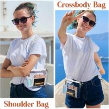 Clear Crossbody Bag With Zipper Closure, Transparent Purse For Concert Sports - 銀色 - 查看 9