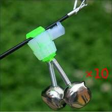 10 pièces/lot Clips en plastique de couleur unie Sonnette d'outil de pêche Cloche de canne à pêche pour pêche en mer Fournitures de pêche Accessoires d'équipement de pêche