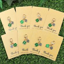 4件/8件幸运四叶草钥匙扣，搭配感谢卡，支持卡，感谢卡，朋友卡，生日卡，婚礼卡，节日卡，毕业卡，派对卡，理想的幸运钥匙扣，陪伴您旅行的理想之选。汽车配件，可爱哥特风，Y2K，圣诞礼物，包袋配件，带身份证夹的挂绳，汽车配件，包袋挂饰 - 綠色 - 查看 3