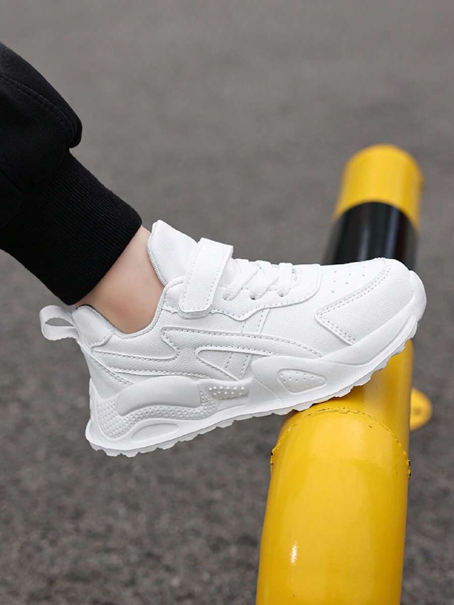 Casual Comfortable Solid Color Low Top Sneakers For Girls, Non-Slip Shock-Absorbing Sport Shoes For All Seasons - White - View 1