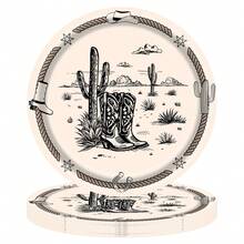 10pcs/20pcs/50pcs Cowboy Party Plates Cups And Napkins Tableware For Western Birthday Supplies First Rodeo Bachelorette Themed Paper Dessert Plates Western Party Cowboy Ranch Dinnerware Set For Wild West Birthday Party Decorations - Multicolor - View 4