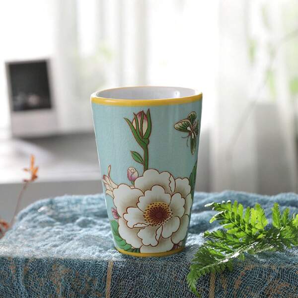 1 pièce Tasse à brosse à dents en céramique vintage - Design craquelé haute température, boîte de rangement durable pour salle de bain pour couples, décoration moderne pour la maison, l'hôtel et le dortoir, décoration de salle de bain