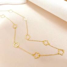 1pc A Long Retro European Elegant Hollow Out Clover Pendant Women's Necklace With Necklace For Valentine's Day, Halloween, Day Of The Dead, And Back To School Season Gifts