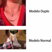 Beatriz Name Necklace Gold Plated Or Black Plated Silver In Stainless Steel Normal Letter Chain Double Double Choker With Light Point - 1 Colar Normal dourado - 查看 6