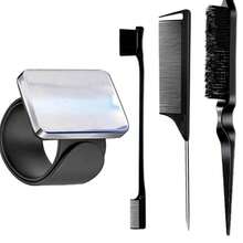 Bộ dụng cụ tạo kiểu tóc 4 món, bao gồm vòng đeo tay từ tính, phù hợp cho thợ làm tóc, gồm lược chải chân tóc, lược highlight, lược đuôi nhọn, vòng đeo tay tết tóc phù hợp cho tóc đen, hộp kim khâu silicon dùng hàng ngày, thích hợp cho tóc chẻ ngọn, tết tóc và tạo kiểu, bộ phụ kiện làm tóc, phụ kiện làm đẹp tại nhà. - Công cụ tạo kiểu - Xem 1