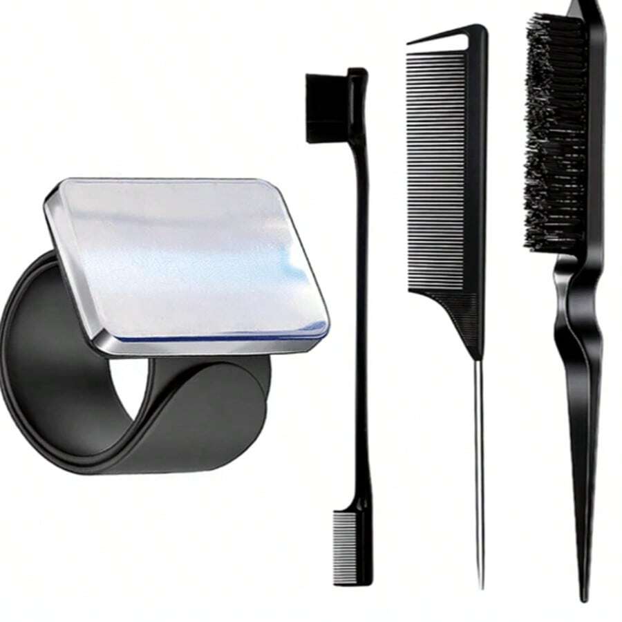 Bộ dụng cụ tạo kiểu tóc 4 món, bao gồm vòng đeo tay từ tính, phù hợp cho thợ làm tóc, gồm lược chải chân tóc, lược highlight, lược đuôi nhọn, vòng đeo tay tết tóc phù hợp cho tóc đen, hộp kim khâu silicon dùng hàng ngày, thích hợp cho tóc chẻ ngọn, tết tóc và tạo kiểu, bộ phụ kiện làm tóc, phụ kiện làm đẹp tại nhà. - Công cụ tạo kiểu - Xem 1