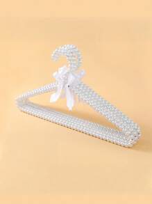 1 件仿珍珠衣架蝴蝶结衣架优雅收纳衣夹新娘婚纱衣架塑料衣架公主家居装饰 - 白色 - 查看 16