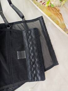 RAHQ 1pc Women's Fashionable Lace Trim Tight Fitting Bustier Crop Top, Sexy Bodycon Camisole Top Corset Top, Suitable For Party, Travel, Gathering, Christmas, Valentine's Day, Halloween - Black - View 9