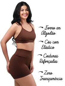 Work Fitness Kit 2 Set Bare Back Top With Cross Straps And Bermuda Shorts Basic Premium - Blue and Brown - View 2