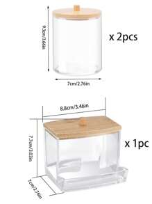 1/2/3pcs Qtip Bathroom Storage Box - Ball, Swab, Round Pad, Dental Floss, Makeup Brush, Hair Tie, Suitable For Bathroom Storage, Dressing Table Storage - Multicolor - View 9