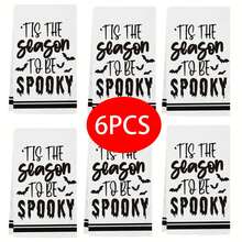 2/4/6/48pcs Ghostly Letter Print Soft Kitchen Towels/Hand Towels, Multi-Purpose, Quick Drying Dish Cloths, Suitable For Kitchen, Celebrations, Weddings, Decorations And More