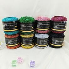 1 件 1.5 毫米闪亮金/银空心纱，纯丝纱，适用于 DIY 钩针编织、手工工艺品、包包、玩偶、帽子 - 彩色 - 查看 1