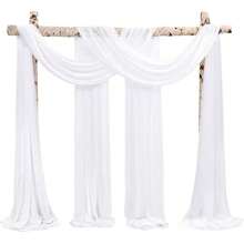 75*600cm1pc/2pcs Panel White Wedding Ceiling Curtain Wedding Backdrop, Wedding Decoration, Party Backdrop, Chiffon Fabric Arch Drape Sheer Curtain Soft Curtain Drape Wedding Ceiling Decoration For Party Ceremony Stage Swag