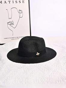 1pc New Men's Top Hat Panama Hat Sunshade And Beach Hat Women's Summer Jazz Hat Summer Beach Sun Hat Wide Brim Resistant Lightweight - Multicolor - View 9