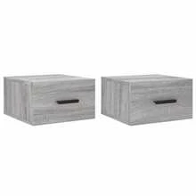 Larryhot Mesitas de noche de pared 2 piezas gris sonoma 35x35x20 cm, bonitas y prácticas, ideales para almacenaje y decoración del hogar - Gris - Ver 2