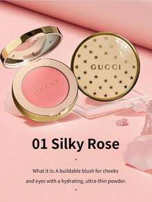 Gucci 持久哑光腮红 #01 丝绒玫瑰 5.5克/0.19盎司 | 奢华哑光腮红，散发迷人光泽 | 可叠加，丝滑质地 | 为双颊增添自然持久的红润感 | 轻松晕染，打造完美哑光光泽 | 蕴含舒缓肌肤成分 | 适合所有肤质，包括敏感肌 | 日夜妆容皆宜，增添微妙的温暖感和立体感 | 打造精致健康光泽的理想之选 - 01 Silky Rose - 查看 2