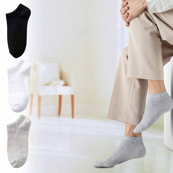 10 Pairs/5 Pairs Of Neutral Flat Corner Socks, Casual Low Cut Socks, Christmas Socks, Christmas Decorations, Daily, Minimalist Black And White