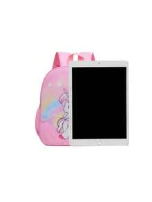 Ba lô nylon in hình kỳ lân hoạt hình dành cho thanh thiếu niên và trẻ em - Hồng - Xem 3