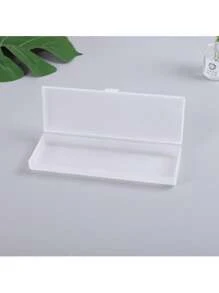 1 个白色塑料铅笔盒，简约办公桌文具收纳盒，带铰链盖和按扣的塑料铅笔盒，适用于铅笔、钢笔、钻头、办公用品，由耐用塑料材料制成，可容纳多支钢笔，便携实用，非常适合旅行、办公桌整理、抽屉、工作区和教室。