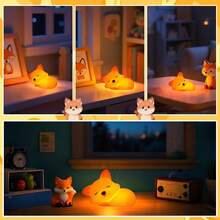 Cute Fox Lamp,Cute Fox Night Light,Dimmable Silicone Animal Night Light Bedside Touch Lamp,Fox Lamps For Bedroom Decor Christmas Gifts - Multicolor - View 3