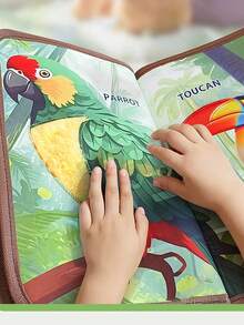 1 本栩栩如生的动物触感布书，卡通熊猫抗撕裂，婴儿启蒙有趣的认知图画书，教育早教玩具，男孩和女孩的圣诞节/万圣节/生日礼物