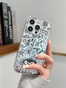 Creative Eye Doodle Pattern TPU Phone Case, Funny Minimalist Fashion Gift For Men & Women, Compatible With IPhone 16/15/15Pro/15ProMax/14/13/12/11/XsMAX Series Phone Protective Cover - Multicolor - View 2