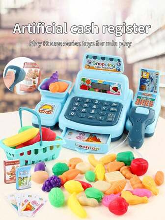 1 Set Juguete de Supermercado Caja Registradora de Juego de Roles para Niños, Modelo de Tienda de Conveniencia Cajero, Juguete Interactivo Padres-Hijos, Funciona con 2 Baterías No. 5 (No Incluidas, Algunos Accesorios Vienen en Colores Aleatorios), Adecuado para Niños y Niñas