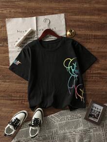 Zrgoth 男士休闲百搭简约印花元素短袖T恤 - 黑色 - 查看 4