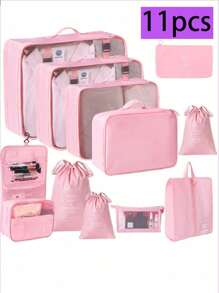 9 件/套旅行收纳袋、压缩收纳袋、行李收纳袋、衣物收纳套装，包括：化妆包、防水洗漱包、多功能收纳袋、服装袋、旅行洗漱包、暑假旅行必需品、鞋袋、衣服收纳袋、多功能收纳盒、折叠袋、防水衣物收纳袋、折叠内衣和袜子收纳袋、旅行收纳袋、行李收纳袋