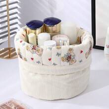 1 Cesto Organizador Fofo de Veludo Cotelê com Laço ou Coração em 3D, Cesto Organizador de Mesa, Cesto Impermeável para Cosméticos, Pode Ser Usado para Armazenar e Organizar Pincéis e Produtos de Cuidados com a Pele, Decoração de Mesa, Organizador de Cosméticos, Cesto de Piquenique Portátil, Presente de Dia dos Namorados, Organizador de Banheiro, Organizador de Produtos de Cuidados com a Pele - Multicolorido - Ver 6